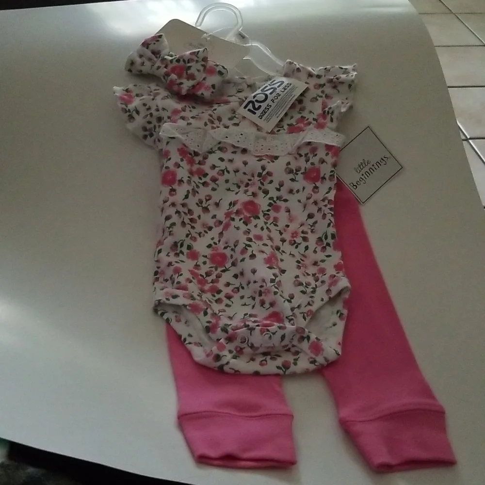 Little Beginings Girls 3 Pc Set 3/6 Months NEW